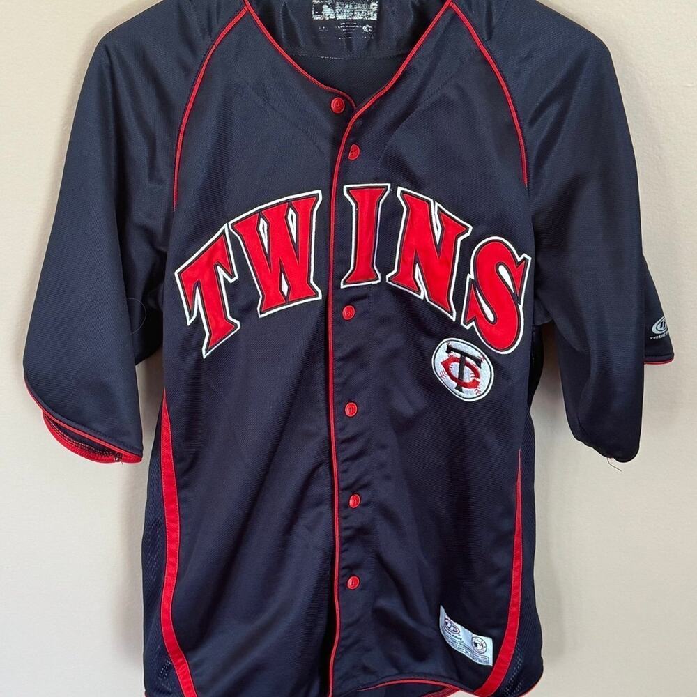 True Fan Minnesota Twins Stitched Jersey Size Large  Button-up